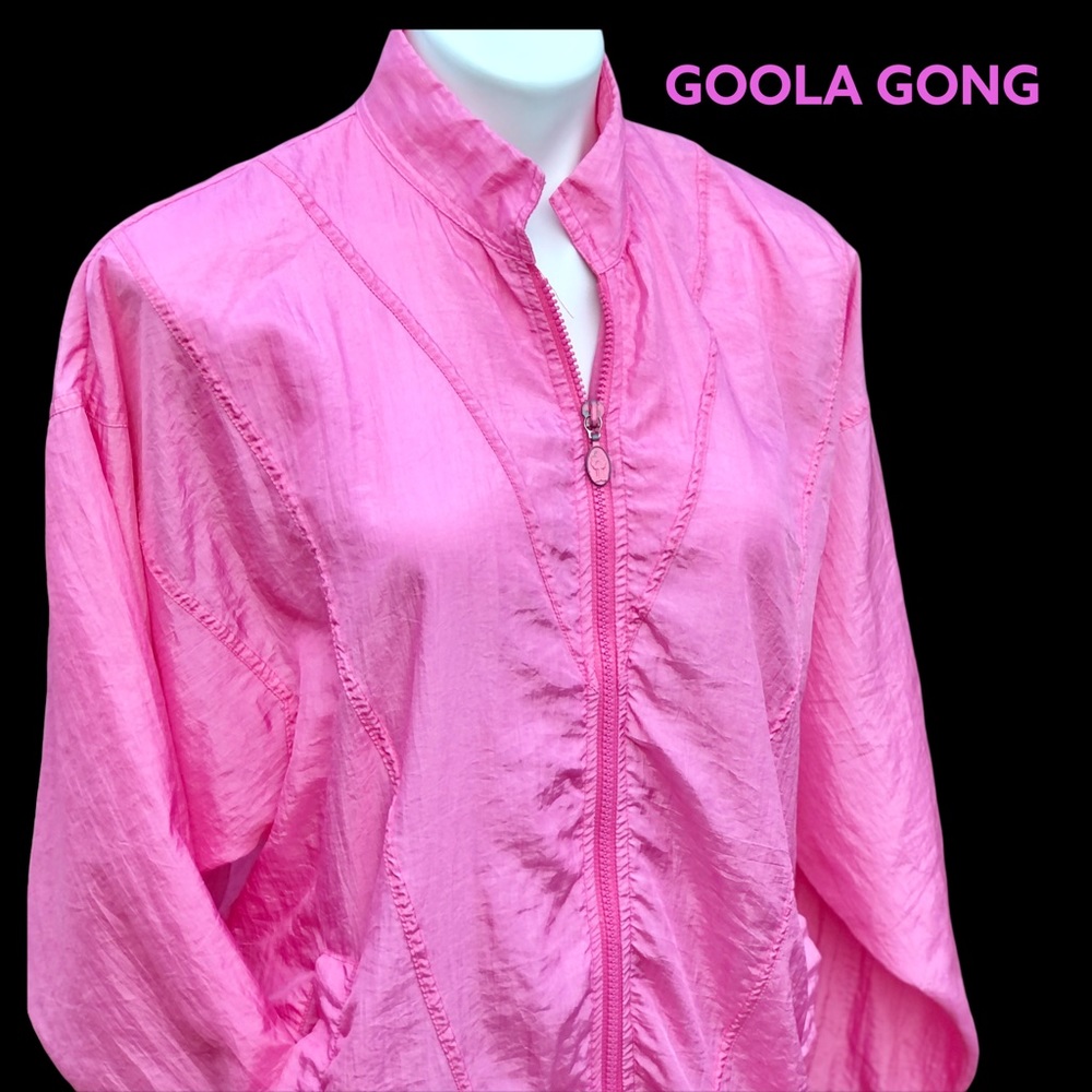Vintage 1980s Pink Goola Gong Zip Up Windbreaker Jacket